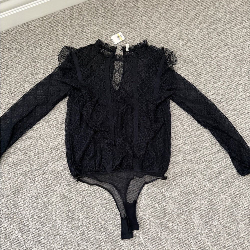 Free People Navy Lace Bodysuit